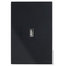 Conjunto USB 2.0A Horizontal 4x2 - RECTA Preto Black Satin Fosco